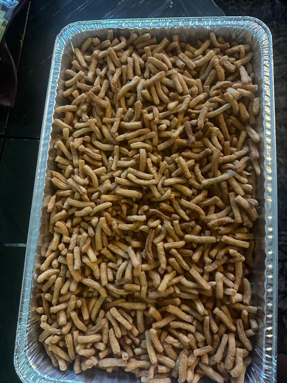 large tray of homemade African fried snacks