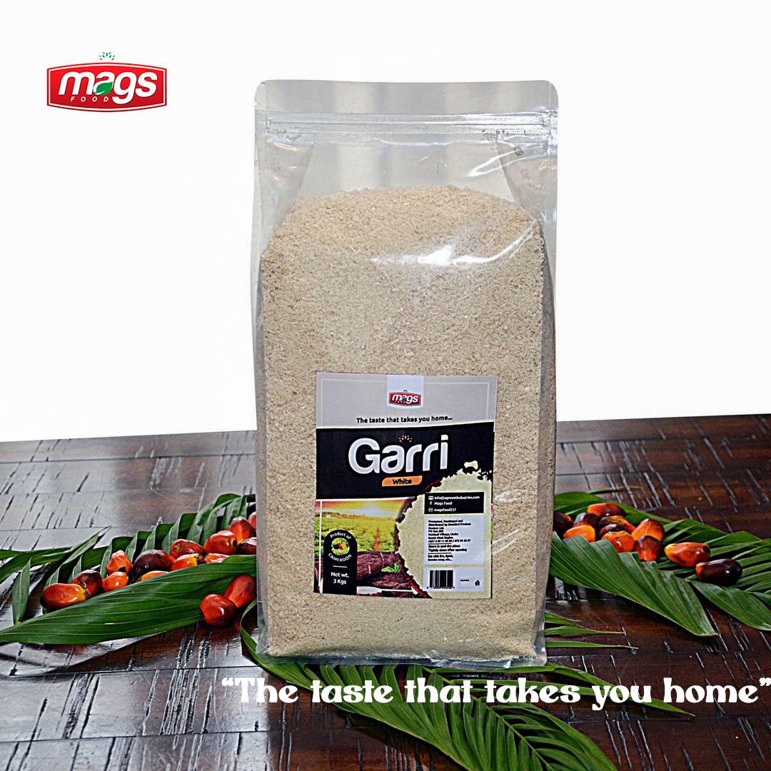authentic Cameroonian white garri in large resealable bag, the taste that takes you home